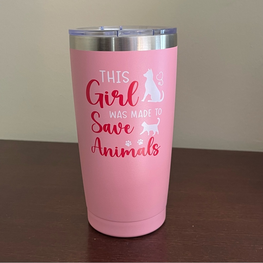 Pink 20oz Tumbler with Animal Design